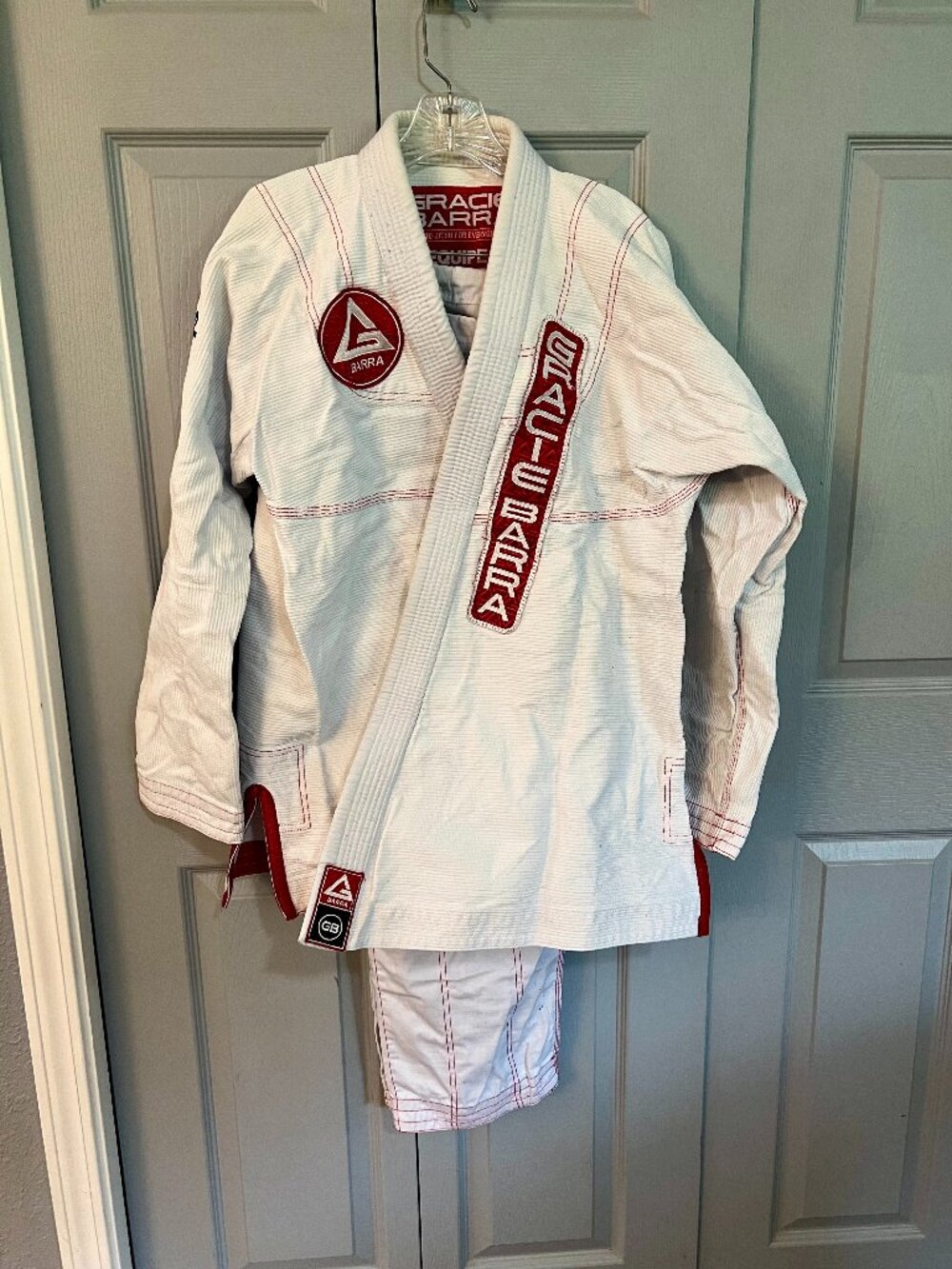 Gracie Barra Equipe GB White/Red Jiu-Jitsu Gi Uniform Set Adult Unisex A3